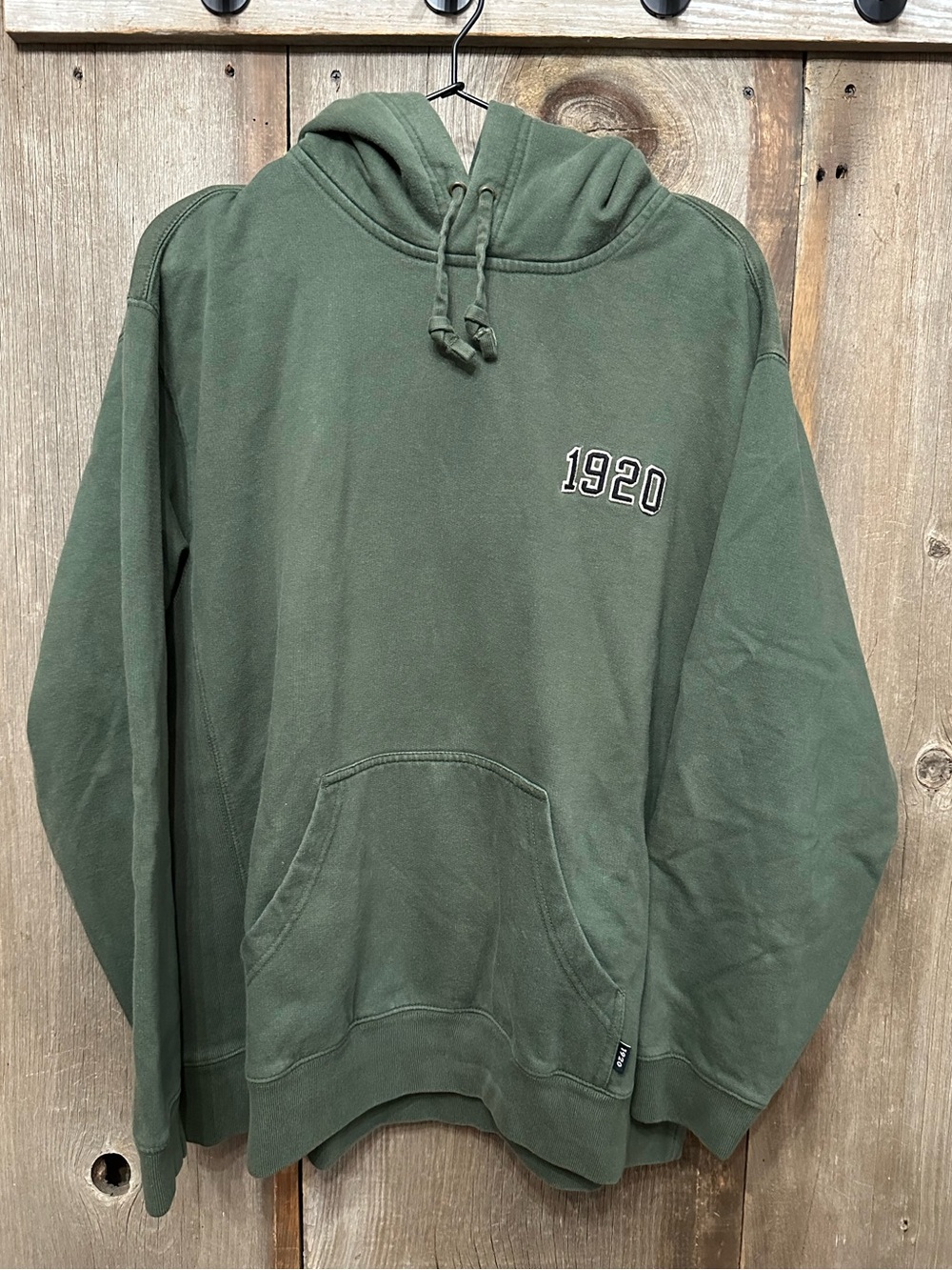 Y2K Eddie Bauer Heavyweight Kangaroo Pocket Hooded Sweatshirt Green Men’s Large